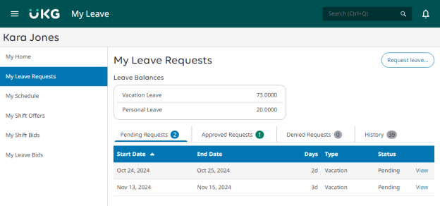 My Leave Requests