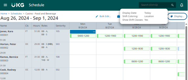Schedule View Presets