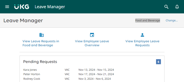 View Leave Requests by Department